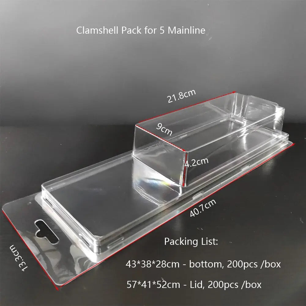 Clamshell for 5 Mainline Cars (6/12 Pack).